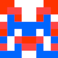 an image of a red, blue and white square