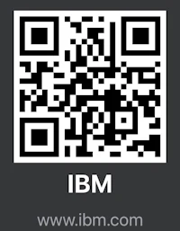 a black and white qr code with the word ibm