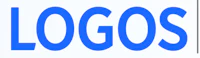 a blue logo with the word logos on it