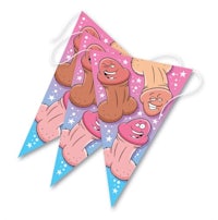a set of pennants with cartoon characters on them