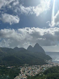 a view of st lucia from the top of a mountain