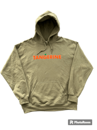 a khaki hoodie with the word tangerine on it