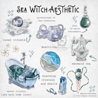 a drawing of sea witches and their items