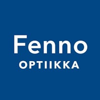 fenno optikaka logo on a blue background