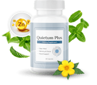 a bottle of quinotum plus with flowers and leaves