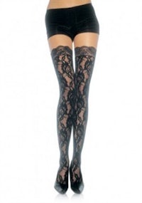 black lace thigh high stockings