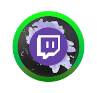 a purple and green icon with a speech bubble on it