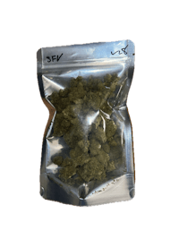 a bag of marijuana in a clear plastic bag
