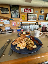 a plate of food on a table in a restaurant