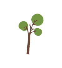 a tree with two leaves on a black background