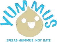 a cartoon hummus with the words spread hummus, not hate