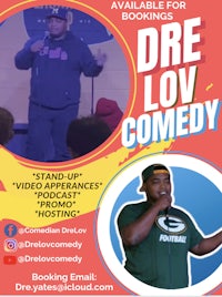 a flyer for dre lov comedy