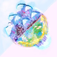 a colorful drawing of a mountain
