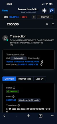 a screenshot of the cronos app on a phone