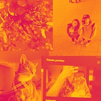 a collage of photos of people and a cat