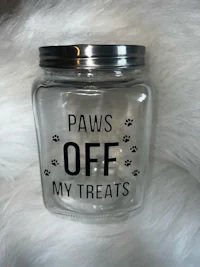 paws off my treats glass jar