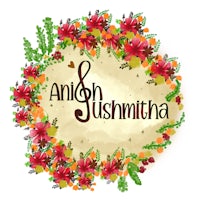a floral wreath with the word anish sushmitha