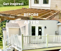 a before and after photo of a deck