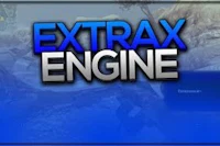 the logo for extrax engine on a blue background
