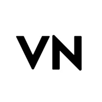 a black and white icon with the word vn