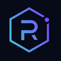 the r logo on a black background