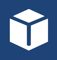 a white cube on a blue background