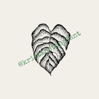 a black and white drawing of a heart shaped leaf