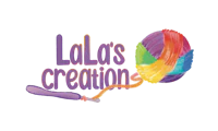 lala's creation logo on a black background