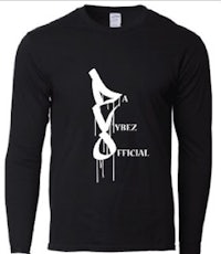 a black long - sleeve t - shirt with a white logo