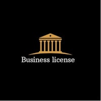 a business license logo on a black background