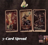 three tarot cards with the words 3 card spread