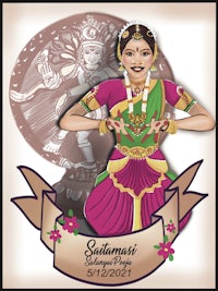 an illustration of an indian dancer with a ribbon