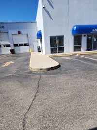 a parking lot in front of a building