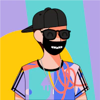 a cartoon of a man with a beard and sunglasses