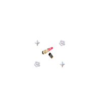 a black background with a lipstick and stars on it