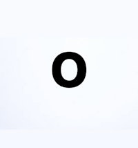 a black letter o on a white background