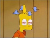 a cartoon character with a blue bird on his head