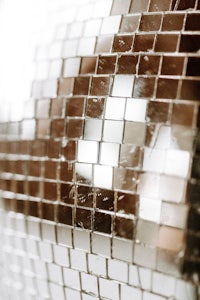 a close up image of a disco ball