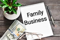 a notepad with the word family business and money on it