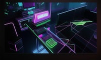 an image of a computer with neon lights on it