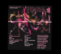 a black and pink poster with a black background