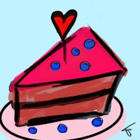 a drawing of a cake with a heart on top