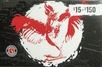 a box with a red rooster on it