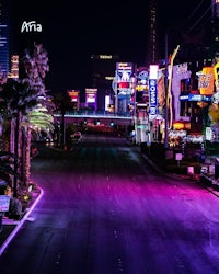 a street in las vegas lit up at night