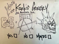 a poster with a drawing of a skull and a skull