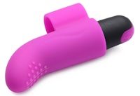 a pink and black sex toy on a white background