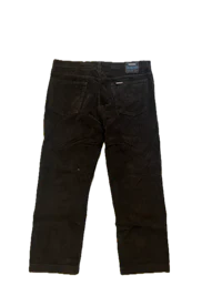 a pair of black corduroy pants on a white background