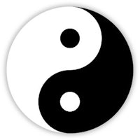 a black and white yin yang symbol on a white background
