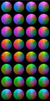a set of colorful circles on a black background
