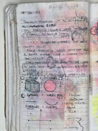 a notebook with a lot of writing on it